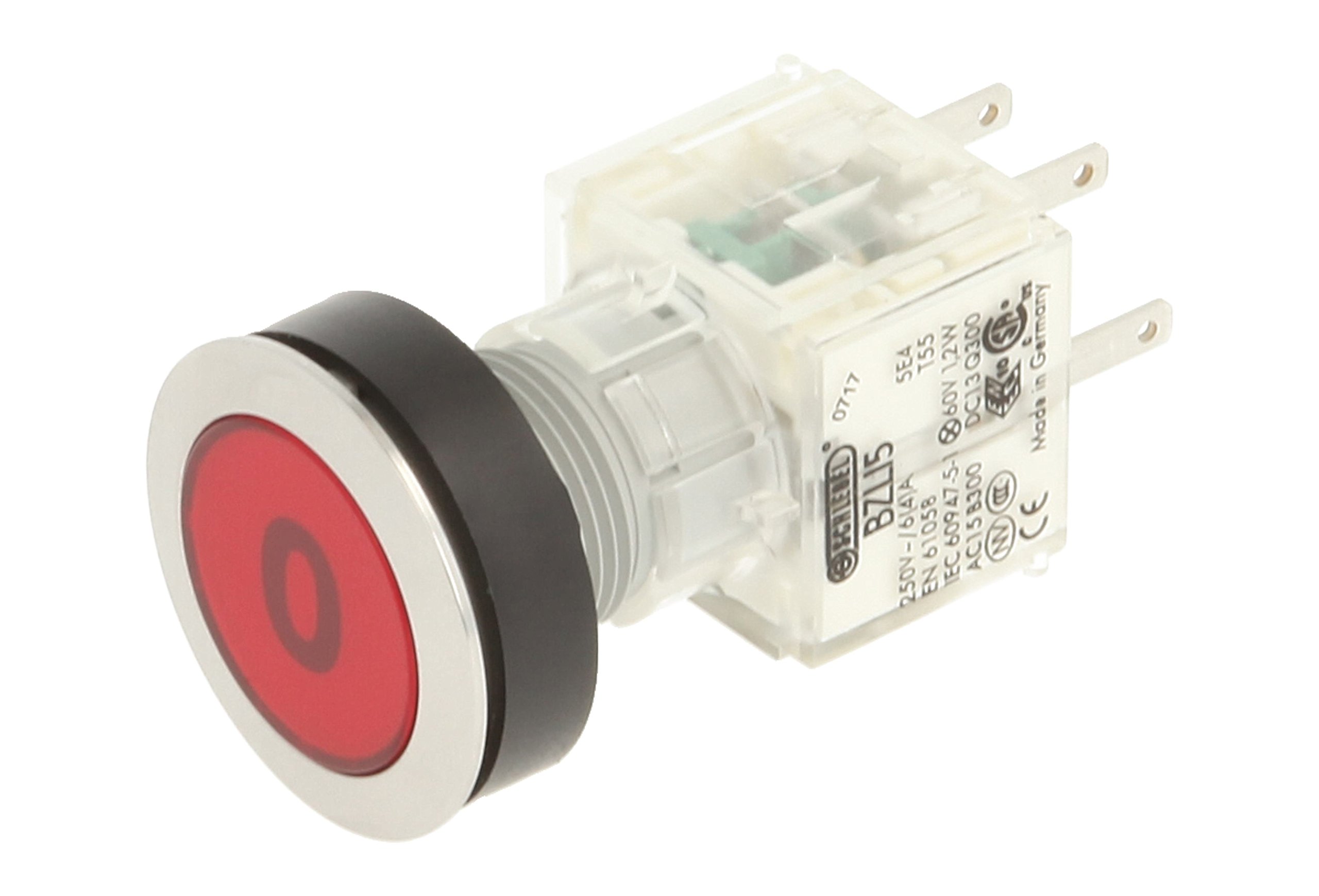 Club 23.000.554 Stainless Steel Press Button Switch Cap, Bezeichungs Child 0 – Illuminated Momentary Contact Master 1 24 V LED – Red (Pack of 2)