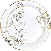 Blue Sky Elegant & Antique Gold Floral Combo Plates (10" & 7" - 32 Pcs) - Vintage Design Party Plates, Perfect for Weddings and Special Occasions