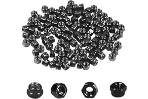 MRIUUOD M3 Locknuts 120PCS Metric Nylon Inserted Hex Lock Nuts Self-Lock Nylon Insert M3x0.5mm Carbon Steel Self Locking 5.5mm Hex Nut Driver Tiny Nut for RC Bike Pedals 3D Printer