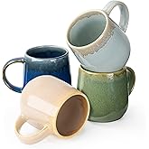 bestone Coffee Mugs Set of 4，15 oz Large Coffee Mugs, Ceramic Mugs with Handles,etc Coffee Mugs, Cups for Coffee Cereal Latte ，Microwave & Dishwasher safe，Vibrant Colors