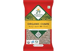 24 Mantra Organic Cumin Seed/Zeera/Jeelakarra - 100% Organic | Chemical Free & Pesticides Free | Unadulterated | Enhances Taste | Usefull In Baked Products 7 Oz