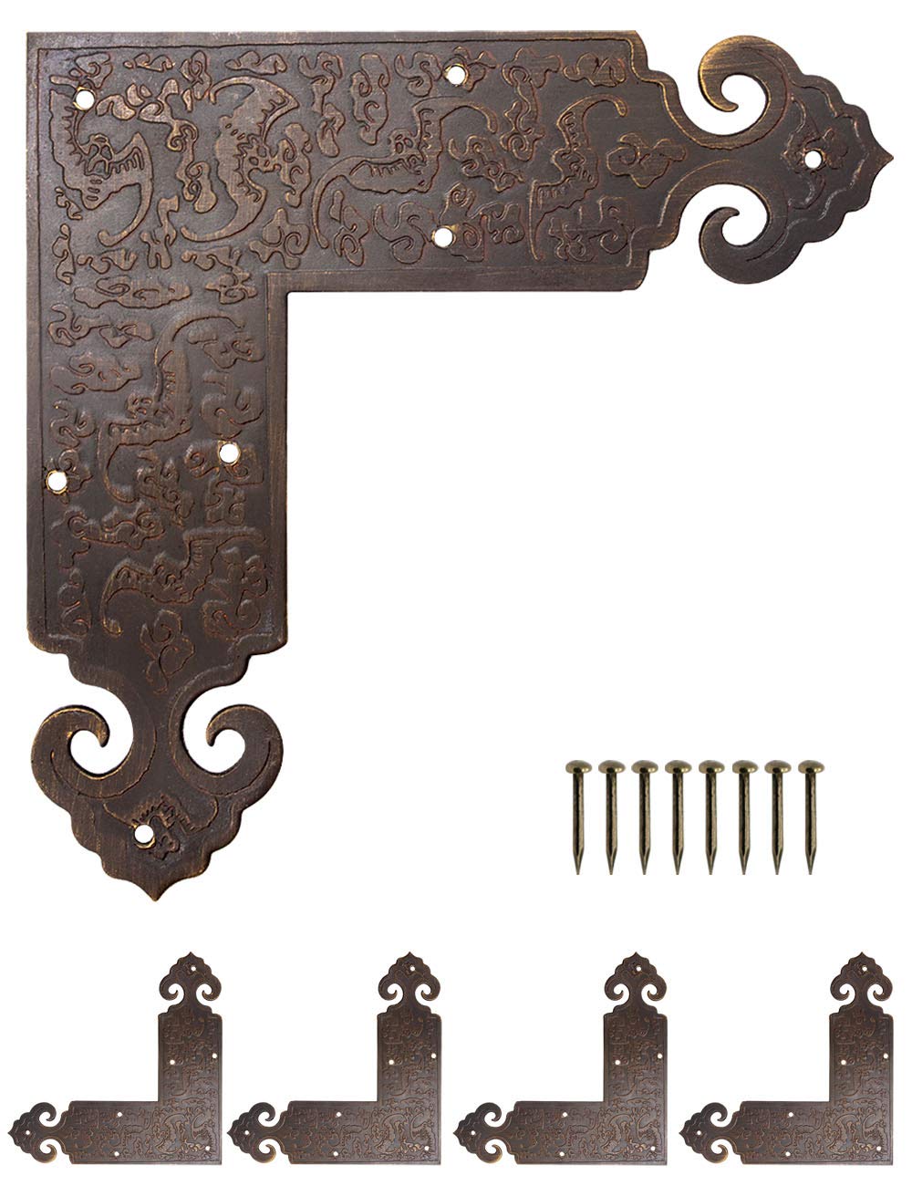 FUXXER 4 x Decorative Corner Connectors Antique Brass 90 x 90 mm Set of 4