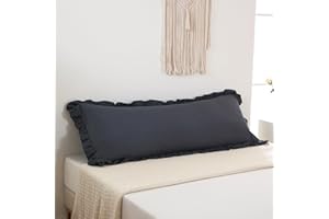MERRYWORD Navy Body Pillow Cover 20x54inches Long Pillowcase Ruffled Pillowcases Shabby Chic Ruffled Fringe Decor Body Ruffled Pillow Sham Cute Pillowcase (1 Body, Navy)
