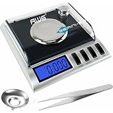 AWS Gemini-20 Milligram Scale 20g x 0.001g&ndash;Digital Jewelry/Lab Scale for Powder, Gold, Gems &ndash; Includes Calibration Weights, Tweezers &amp; Tray&ndash;Tare, Cal, 6 Units (Gemini - 20 - Black)
