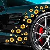 Iprokiu 27pcs/Set Flower Car Sticker Waterproof Sunflower Decal for Car Body Window Bumper Self Adhesive Daisy Car Sticker SUV Truck Vehicle Laptop Wall Car Decoration (Sunflower)