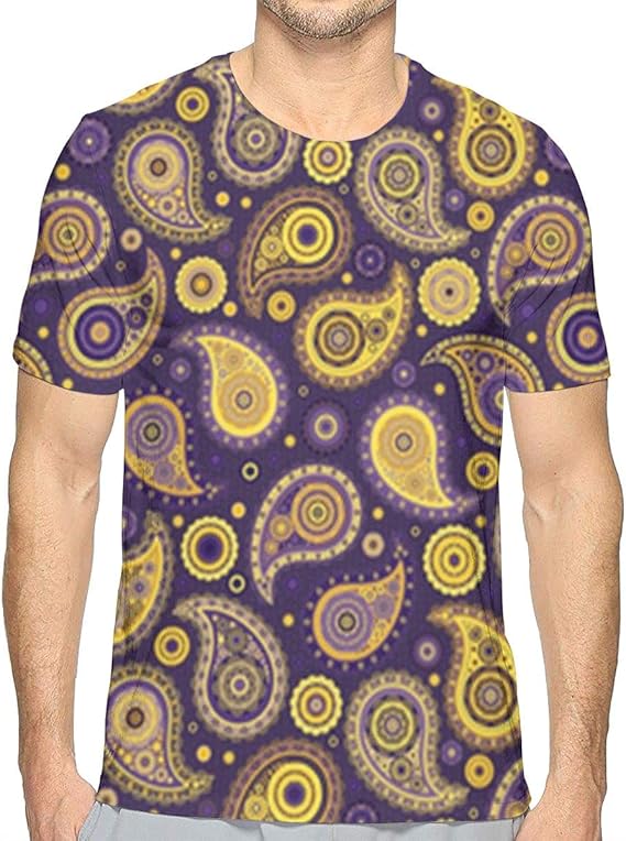 Amazon Co Jp Tシャツ ペイズリーパープルズ ゴールド 半袖 服 メンズ 夏 カジュアル ファッション 丸襟 柔らかい 快適 服 ファッション小物