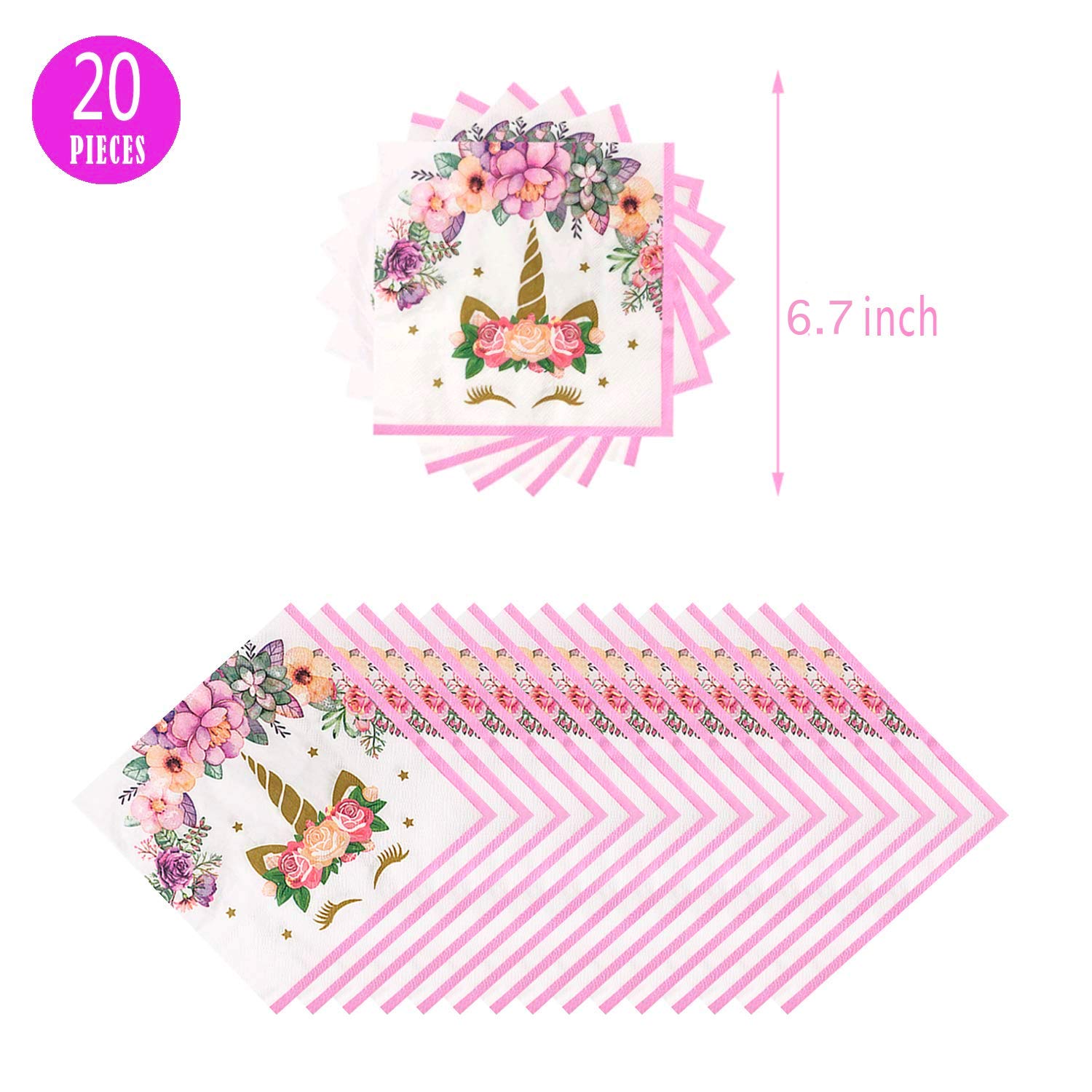 Unicorn Party Supplies Set,Unicorn Cake Plates and Napkins | Magical Unicorn Birthday Party Decorations For Birthday Party Baby Showers,First Birthday Party Decorations,Serves 20 Guests