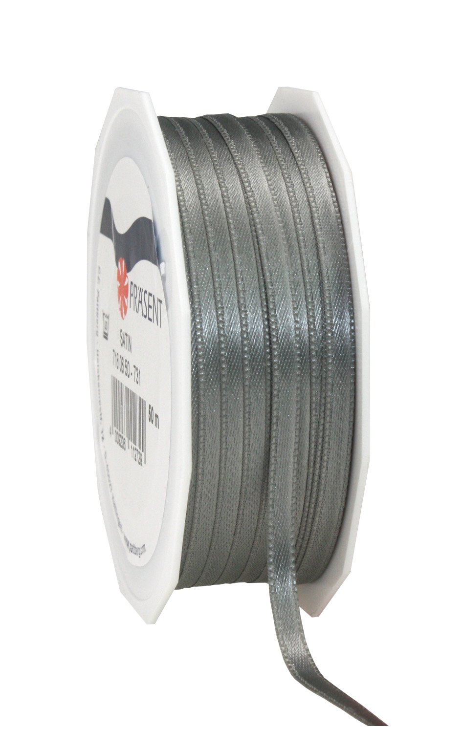 C.E. Pattberg SATIN slate (grey) gift ribbon, 55 yards for Wrapping Gifts, 0.24 inches width, Ribbon for Decorating & Crafting, Decorative Ribbon for Gifts, for every occasion