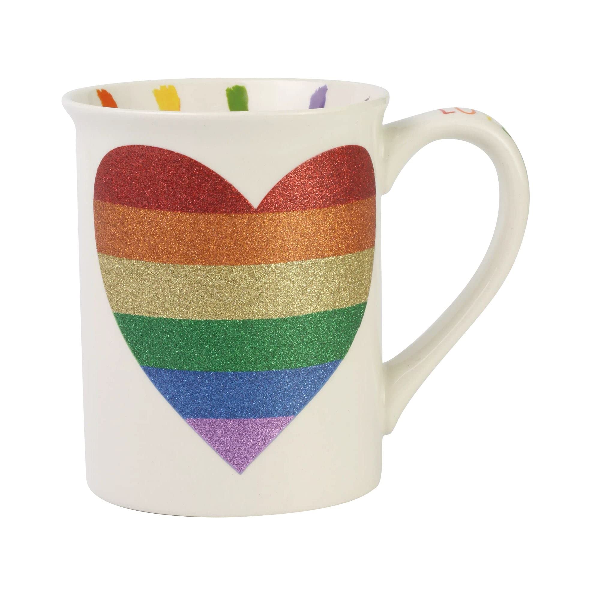 Enesco Our Name is Mud Rainbow Pride Heart Glitter Coffee Mug, 1 Count (Pack of 1), Multicolor
