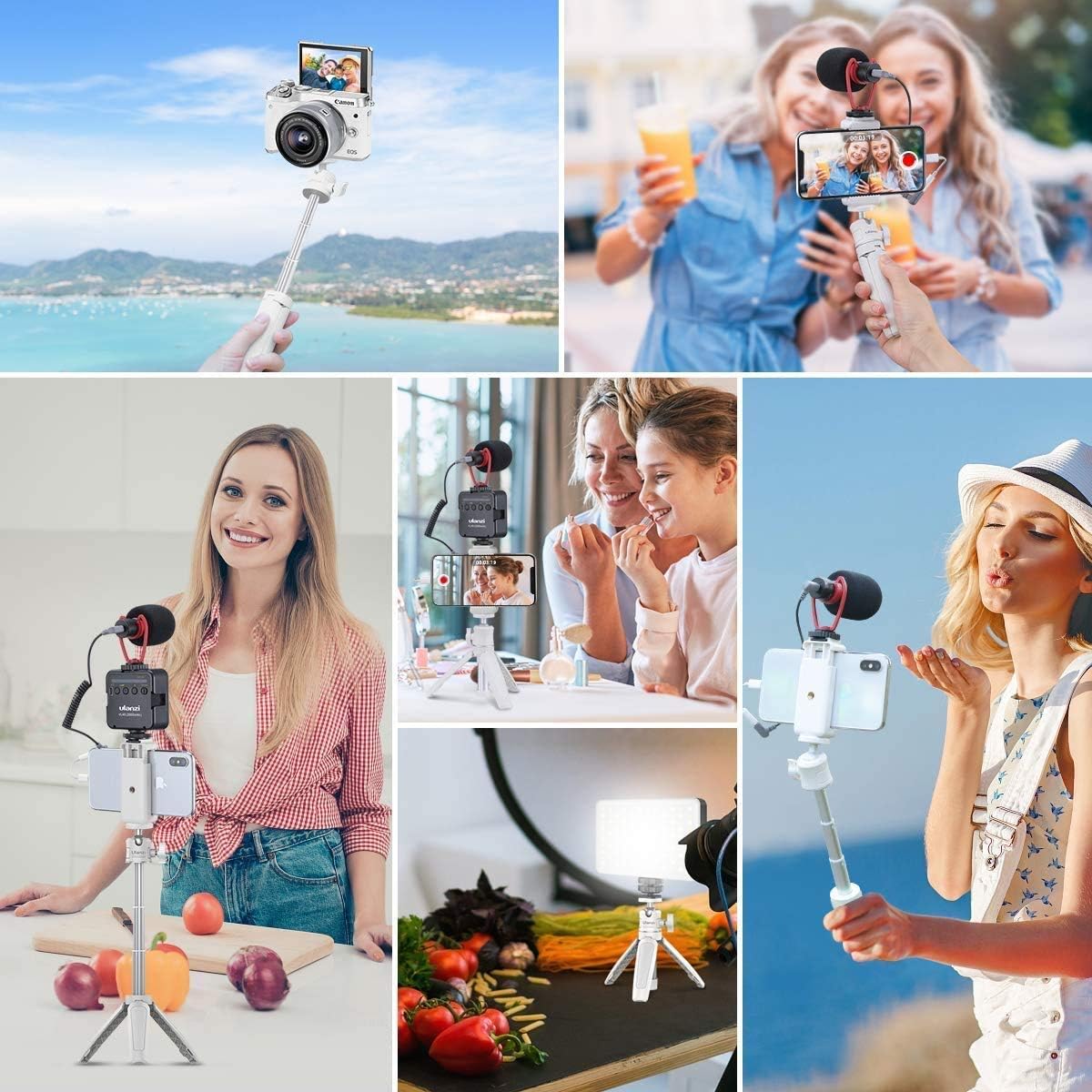 Phone Tripod Stand with Remote, Mini Selfie Tripod+Universal Phone Holder w Cold Shoe Portable Compact Camera Smartphone Handle Grip Compatible for iPhone Android Gopro DSLR Sony Canon: Camera & Photo