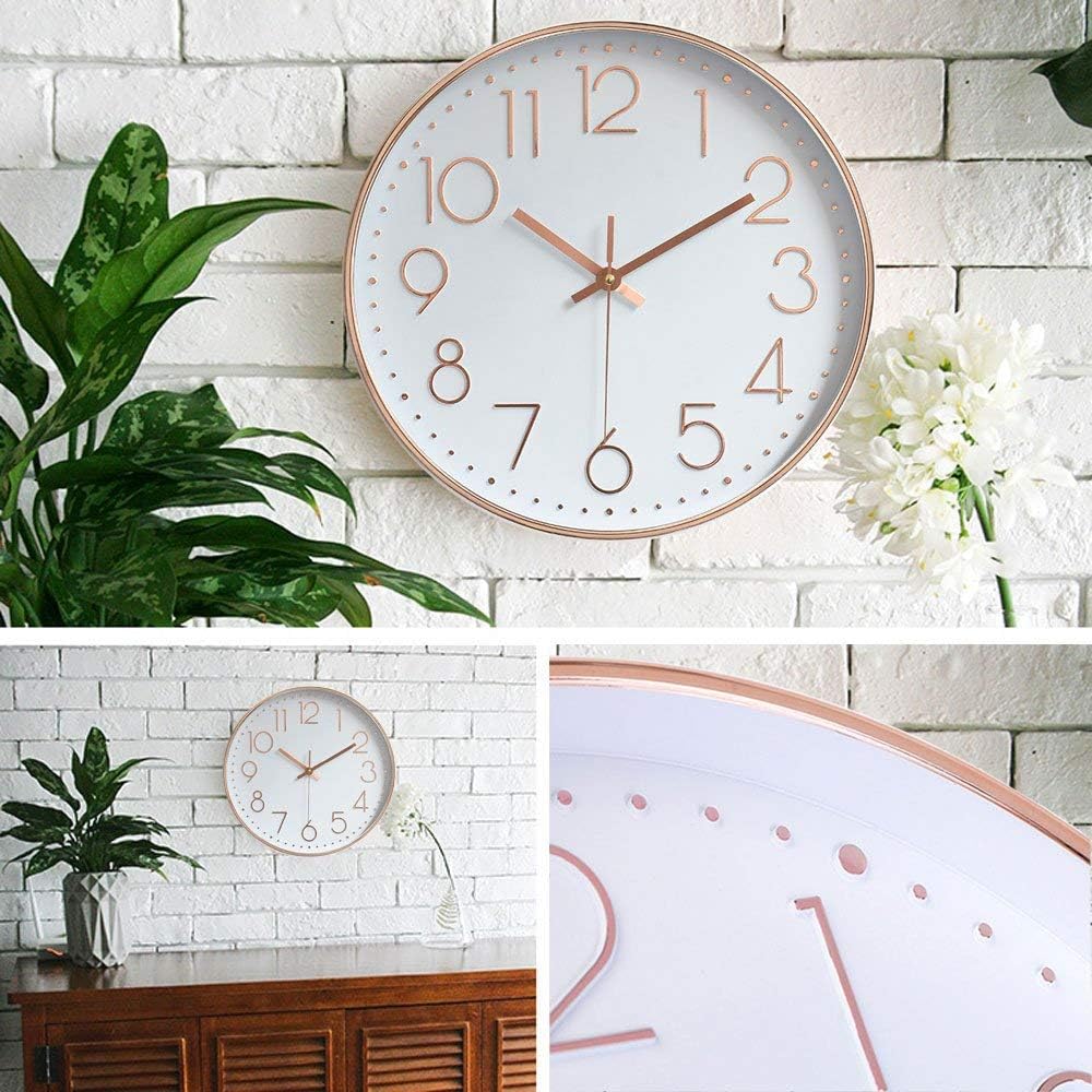 jomparis 12 Inch Battery Operated Silent Non-ticking Wall Clock, Quality Quartz Sweep Rose Gold Wall Clock for Home Bedroom School - Image 4
