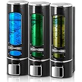 AGJIQ Shampoo and Conditioner Dispenser for Shower, 3 * 400ml Press Liquid Soap Dispenser, Wall Mounted No Drill Shampoo Dispenser for Kitchen Bathroom Hotel, ABS Material(Black)