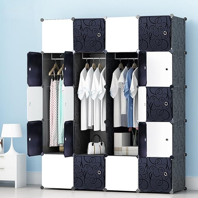 PREMAG Armario portátil para Colgar la Ropa, ropero Combinado, Armario Modular para Ahorrar Espacio, Ideal Organizador de Almacenamiento Cubo para Libros, Juguetes, Toallas (20-Cube)