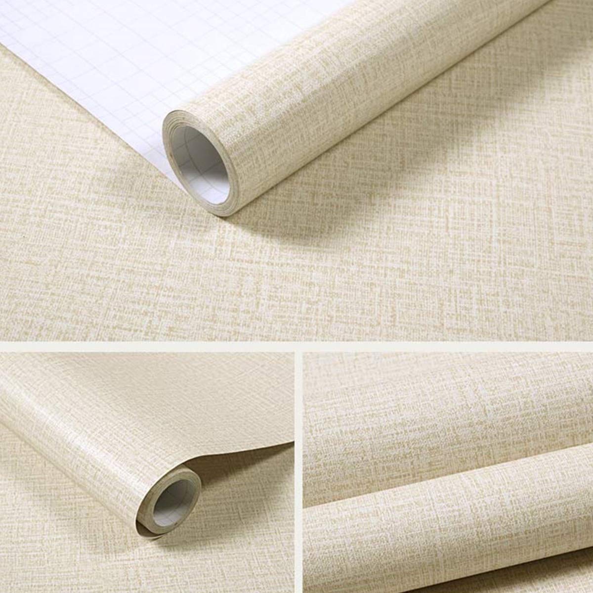 Beige Linen Contact Paper PVC SelfAdhesive Peel and Stick DIY
