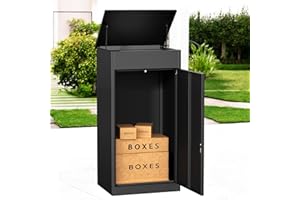 HIMCUP 41.3Inch/105CM Express Package Delivery Box for Outside, Home Large Parcel Drop Boxes w/Coded Lock, Waterproof Anti-Theft Outdoor Steel Parcel Drop Box with Secure Storage for Porch Curbside