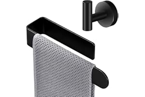 Bathroom Hardware Set SUS304 Stainless Steel 2Pcs, Include Self Adhesive Towel Bar and Towel Hooks, No Drilling Required for 