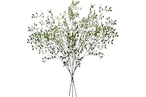 SFTYUFS ACJRYO Faux Greenery Stems, 3PCS 43" Artificial Green Stems for Vase, Bendable Fake Plant Leaves Nandina Branches for Centerpieces Table Office Home Decor