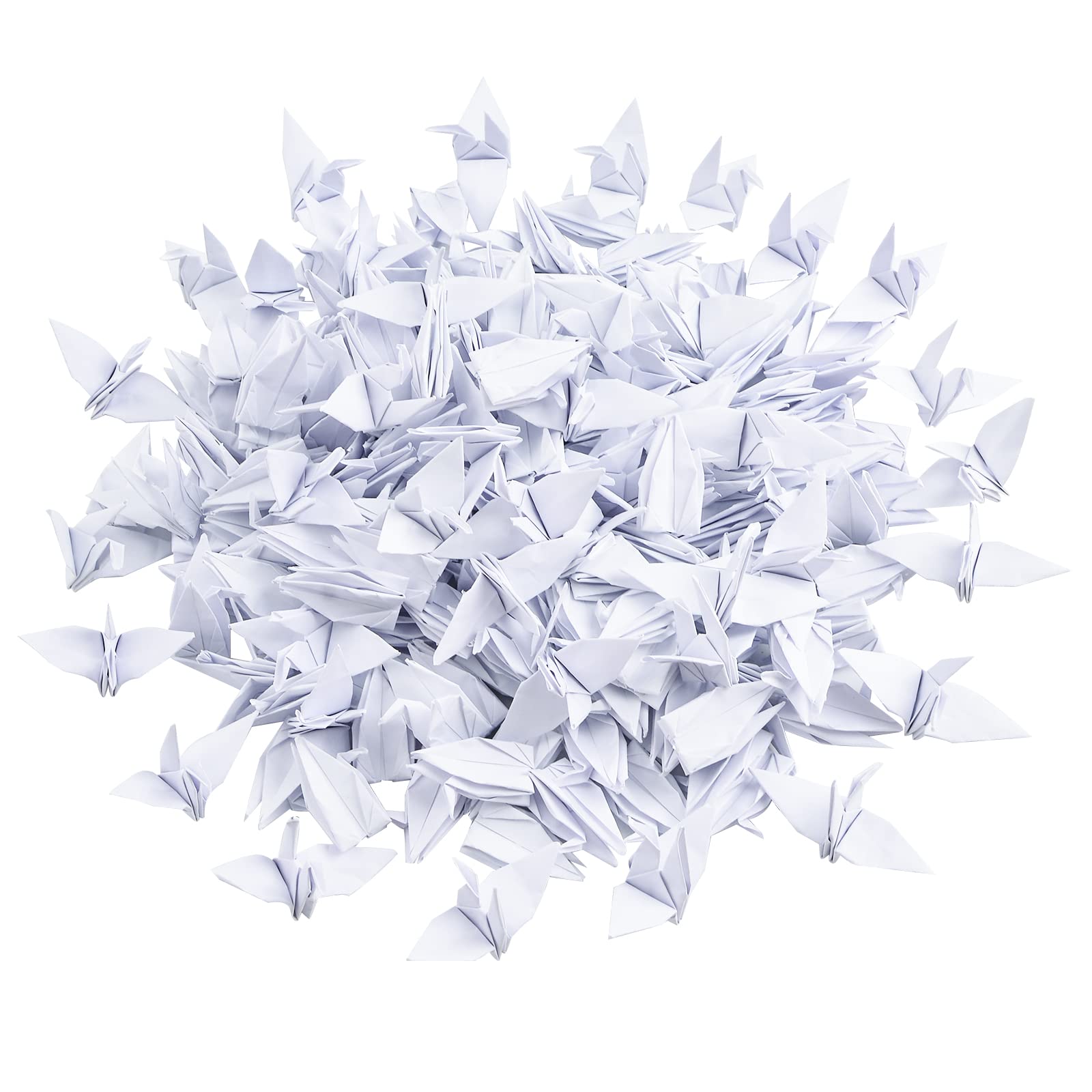 WANDIC Origami Paper Cranes, 200 Pieces Handmade Folded Origami Paper Crane String Garland for Wedding Party Backdrop Home Decoration, White