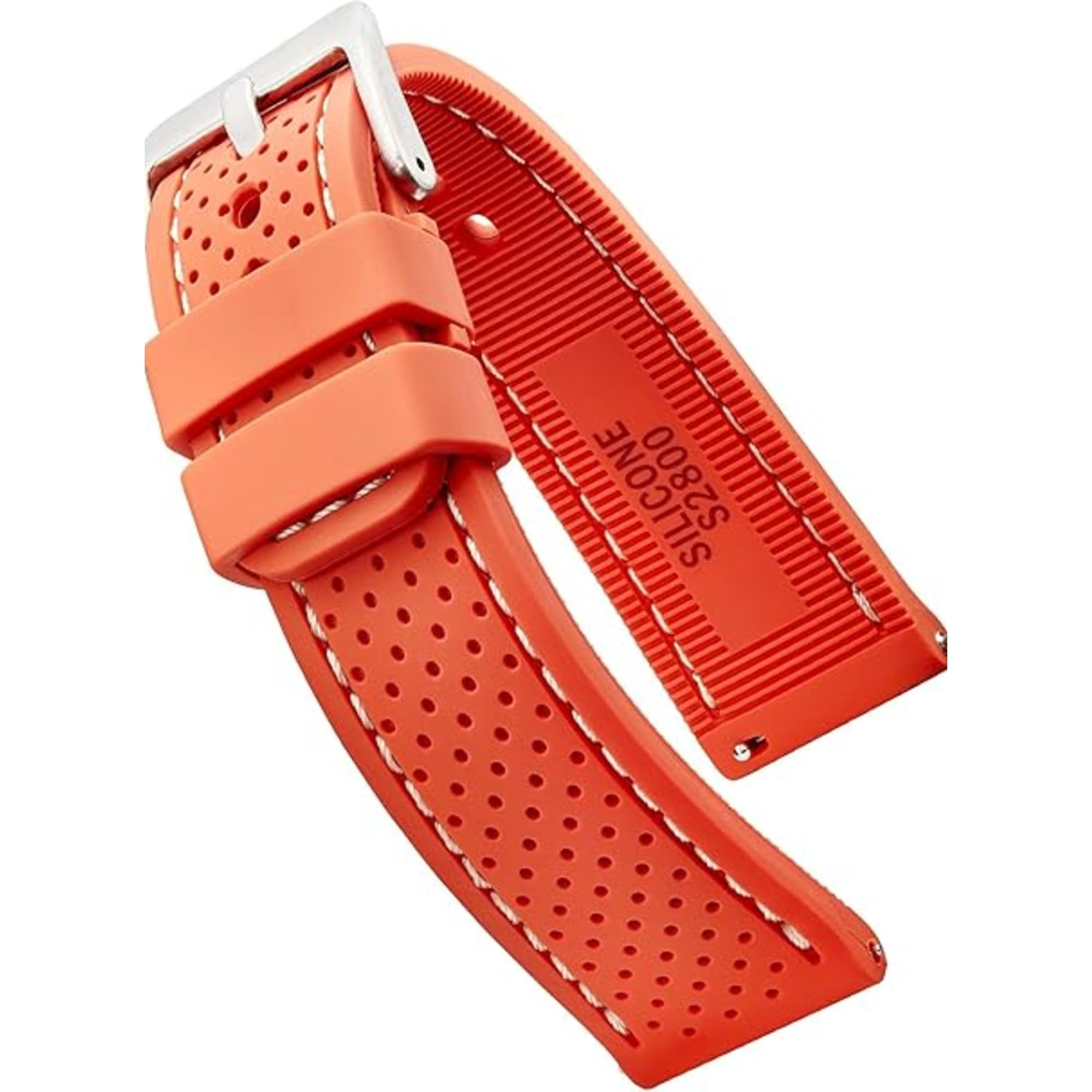 ALPINE Sporty Premium Soft Silicone Adjustable Watch Band - Replacement Rubber Watch Bands for Women & Men - Waterproof Quick Release Watch Straps - Compatible with Regular & Smart Watch Bands, ORANGE