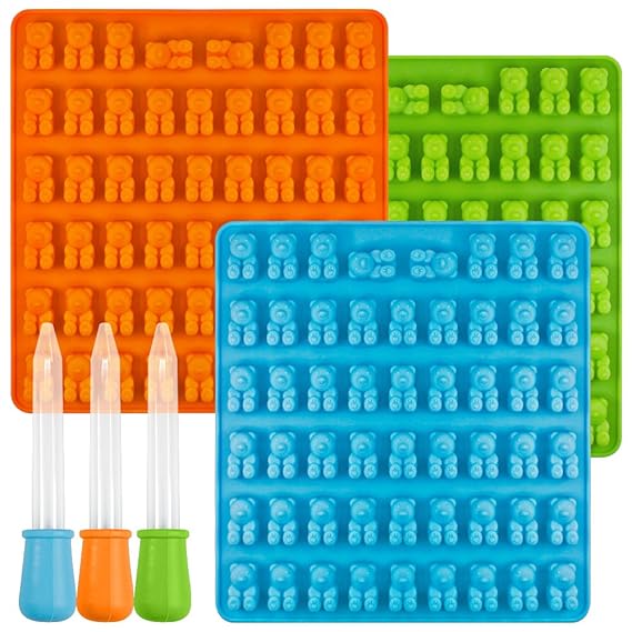 Senhai [Neu] Bear Candy Silikonformen Eiswürfelbehälter mit 3 Tropfen, 3 Pack Gumdrop Formen für Gelee Schokoladenseife Kuche