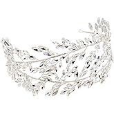 Oriamour Crystal Bridal Headbands Silver Leaf Tiara Headband for Women Wedding Headpices for Women Hair Accessories