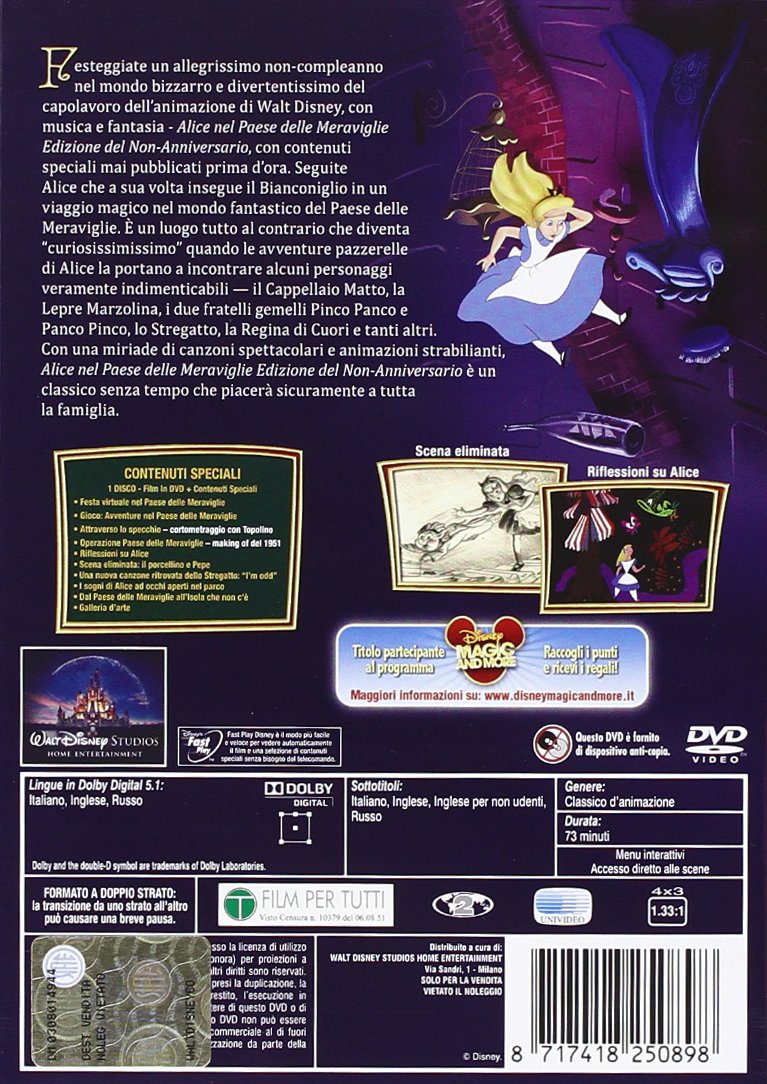 Alice Nel Paese Delle Meraviglie Edizione Speciale It Import Amazon De Clyde Geronimi Hamilton Luske Wilfred Jackson Dvd Blu Ray