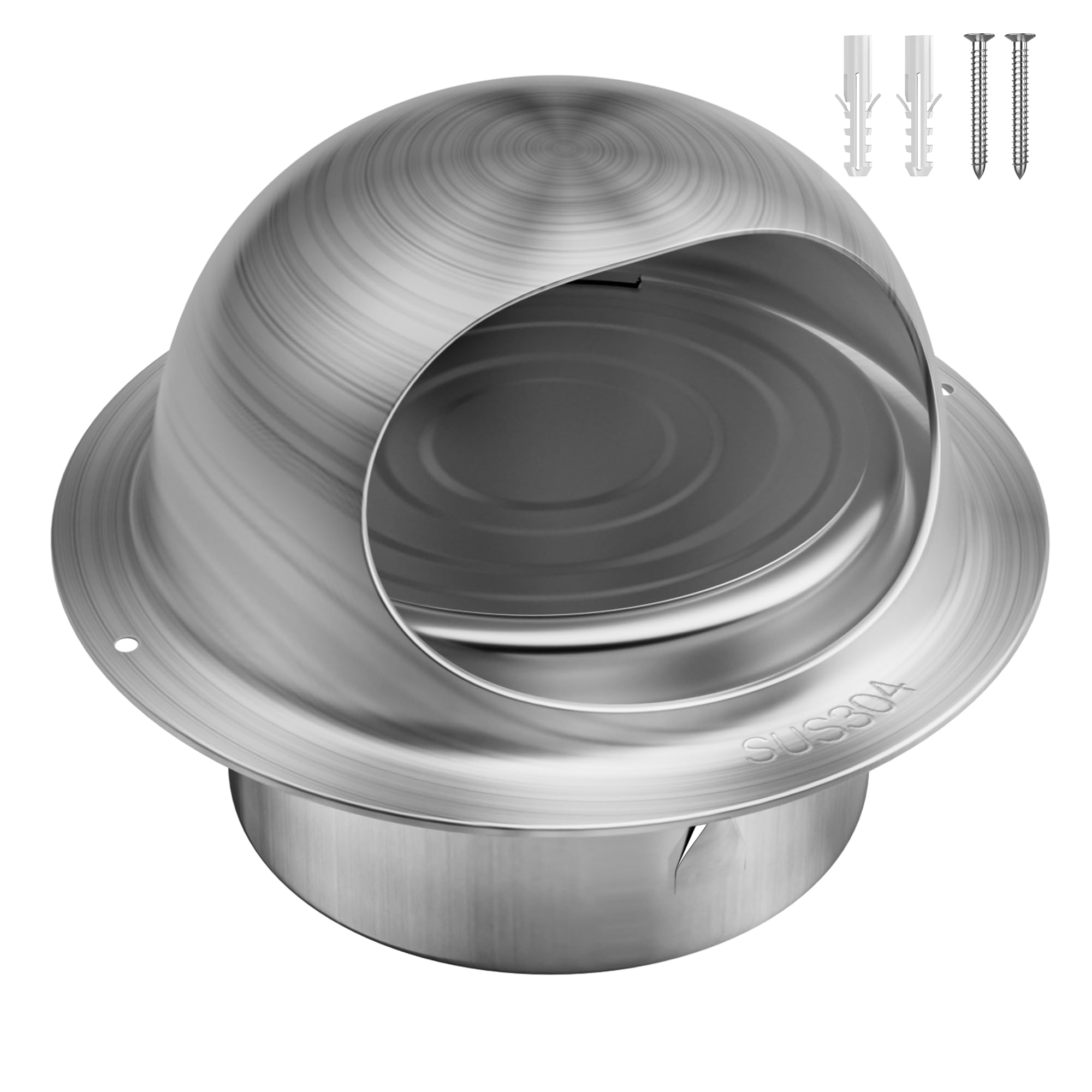 Photo 1 of Dryer Vent Cover Outside 4 Inch with Damper,Hon&Guan Round Wall Vent Cover Dryer Exhaust Vent-304 Stainless Steel