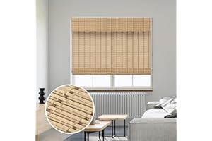 SMONTER Bamboo Roman Shades for Windows-Cordless Wooden Woven Blinds Light Filtering Bamboo Roll up Shades UV Protection and Easy Set up for Door and Countryhouse, 30" W x 64" H, Squirrel