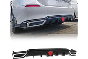 FREEMOTOR802 Rear Diffuser W/Side Aprons & LED Brake Light, Fits 2022-2024 Honda Civic Sport LX EX-L Hatchback, Matte Black PP 3PCS Rear Bumper Molding Lower Lip Splitter Spoiler Canards Guard