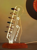 CoolGift Mart Light Up Guitar Pick Holder Acrylic Headstock with Wooden Base view 9