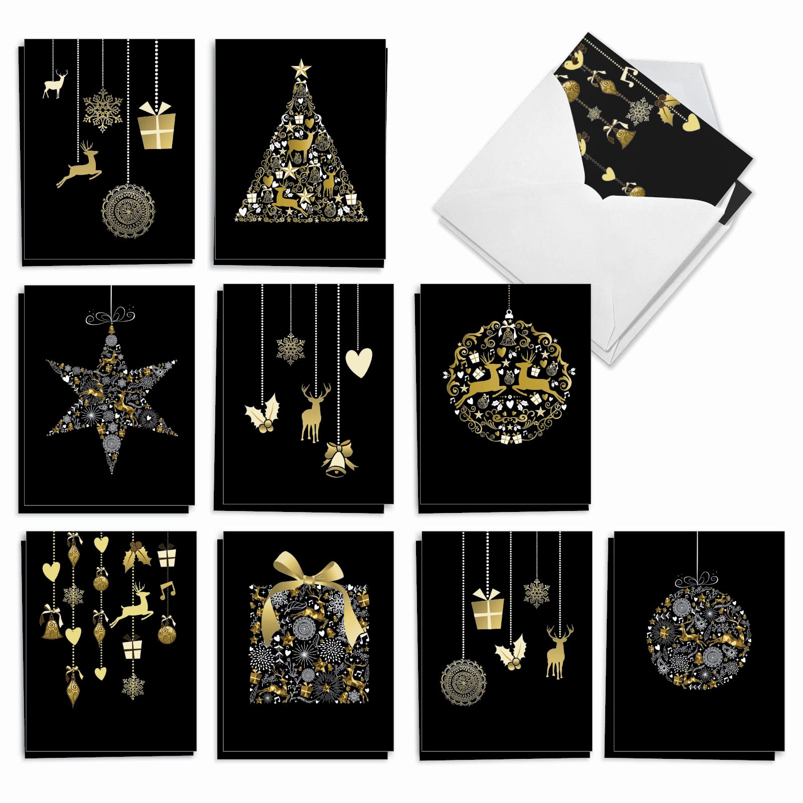 The Best Card Company - 20 Christmas Thank You Cards Boxed (10 Designs, 2 Each) - Assorted Gratitude Cards (4 x 5.12 Inch) (Not Foil) - Golden Holidays AM6723XTG-B2x10 โ image 1