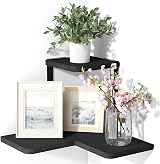 SRIWATANA Corner Shelves 2 Tier Floating Wall Mounted Rustic Black view 1