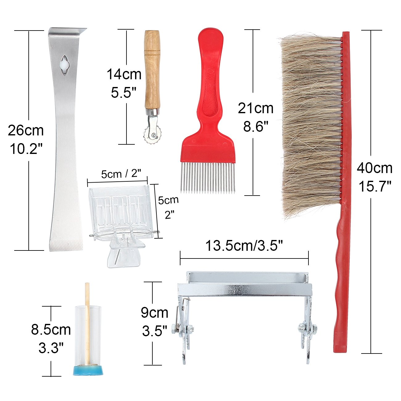 Kit Apiculture Débutant - Enfumoir, Brosse, Cage à Reine... - 8 Outils En Acier Inoxydable
