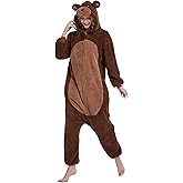 Solvienne Unisex Adult Animal Onesie Pajamas, Men Women Flannel Halloween Cosplay Costume
