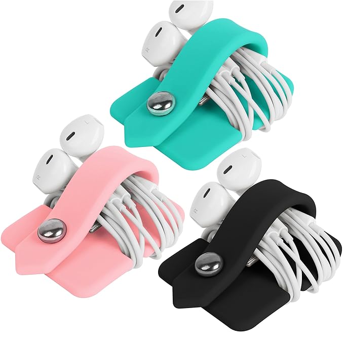 ELFRhino Organizador de Cables Auriculares Envoltura Auriculares Organizador Auriculares Envoltura Devanadera Cable Manager Devanadora de Cables Juego de 3