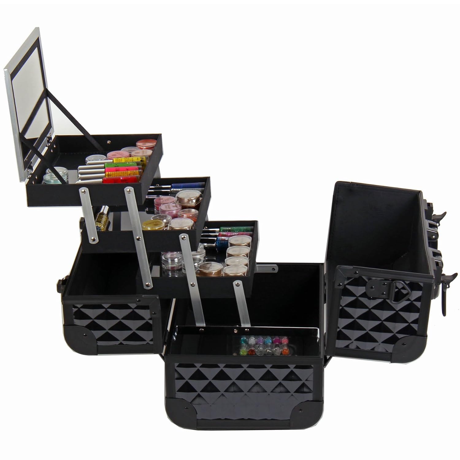 SHANY Premier Fantasy Collection Makeup Artists Cosmetics Train Case - Black Diamond : Makeup Organizer : Beauty