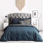 SUSYBAO Dark Teal Duvet Cover King 100% Cotton 3 Pcs Set 1 Neutral Farmhouse Duvet Cover with Zipper Ties 2 Pillow Shams Vintage Deep Teal Bedding Set Soft