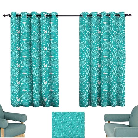 Amazon Com Turquoise Curtains And Drapes Blossoming Nature Theme