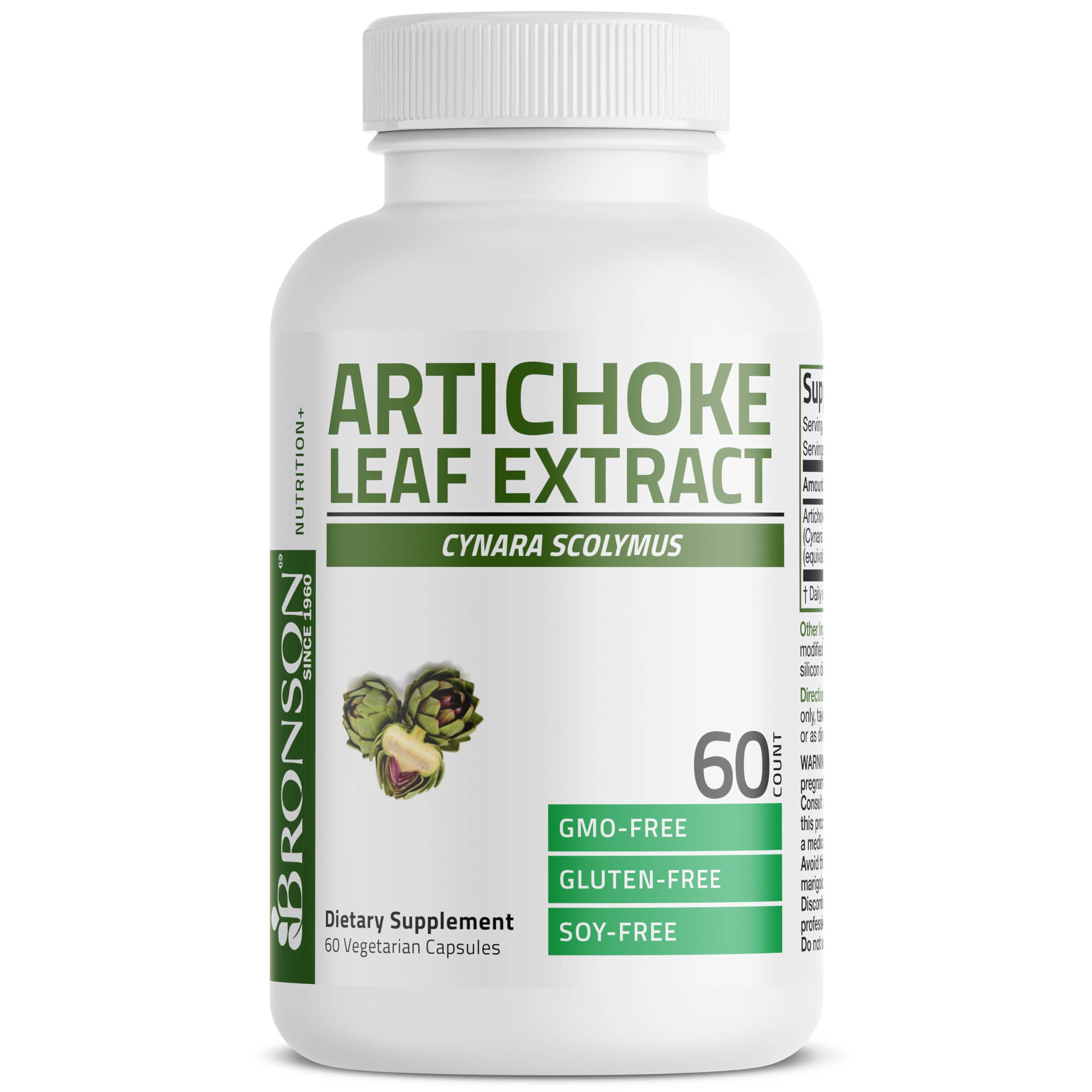 Bronson Artichoke Leaf Extra Strength Supports Healthy Digestion Healthy Liver Function, Non-GMO, 60 Vegetarian Capsules