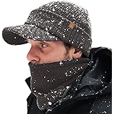 TOP-EX DryKnit™ Waterproof Merino Wool Visor Beanie & Polar Fleece Neck Warmer Set – Winter Hat for Cold Weather