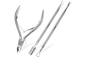 1st Deer Cuticle Trimmer Set - 3 Piece Stainless Steel Nipper, Pusher, and Scraper Kit for Professional Manicure and Pedicure - Nail Cuticle Remover Cutter Clippers for Fingernails and Toenails