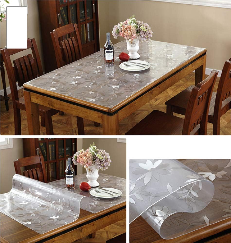 gfdasfsdgsd PVC Tablecloth，Waterproof, Oilproof and Anti-scalding Plastic Dining Desk Mats,Soft Glass Tea Table Mats,1.5mm Thick Table Protector for Dining Room-e 60x130cm(24x51inch)