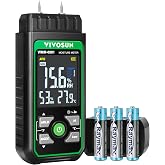 VIVOSUN Wood Moisture Meter, 3-In-1 Pin-Type Digital Moisture Tester, Ambient Temp &amp; Humidity Tester, 7 Modes, Color Backlit Screen, for Wood, Walls, Bricks, Dried Flowers