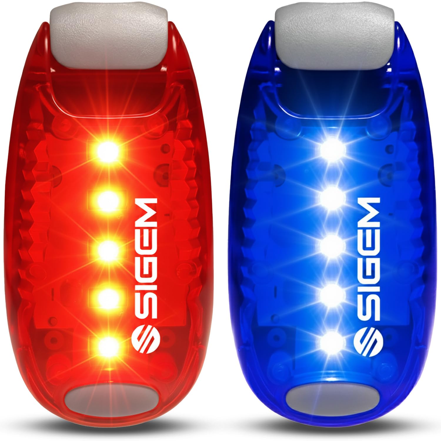 SIGEM LED Safety Lights (2 Pack) + Extra Bonus Items, Clip on Flashing Strobe Light, High Visibility for Running Jogging Walking Cycling for Kids Dogs Bicycle Helmet Bike Tail light