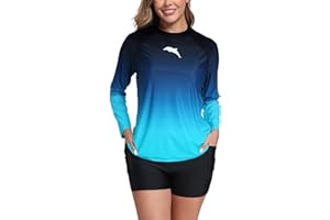 Halcurt Women's Built in Bra Rash Guard Long Sleeve Swimwear UPF 50 Two Piece Swim Shorts and Tops