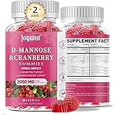 Joywiit D-Mannose Gummies 2000mg with Cranberry 500mg & Hibiscus - D Mannose Chewable Supplements for Women - Liver, Bladder Flush & Urinary Tract Cleanse Health Supplement - 120 Count