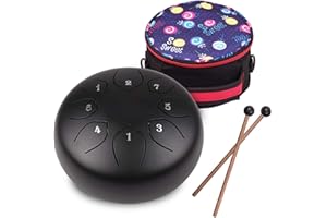 Musfunny Steel Tongue Drum for Kids: 6 Inch 8 Notes Steel Drums C Major with Drumsticks Bag Finger Cover - Handpan for Musica