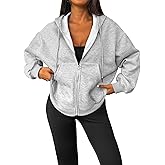 LilyCoco Womens Oversized Sweatshirt Zip Up Hoodie Long Sleeve Shirt with Pockets