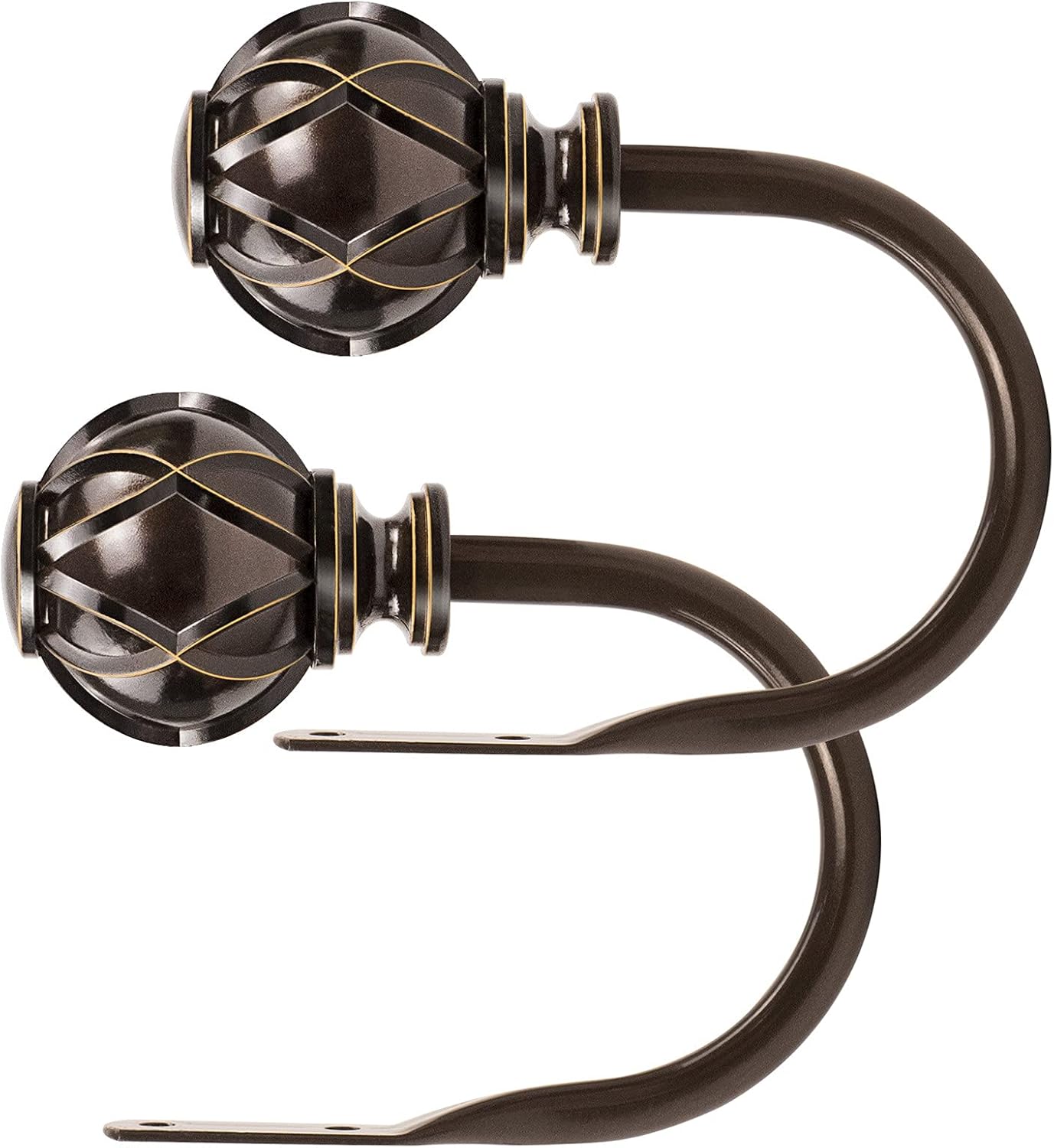 Window Treatment Hardware - KAMANINA Decorative Curtain Drapery Holdbacks, Netted Texture Finials, Antique Bronze(1 Pair/2 Pack), Small