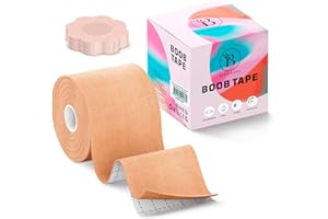 BLOOMORA Boob Tape Essential – 3” Wide Boobtape - Silicone Nipple Covers - Body Tape for Breast Lift - Breast Lift Made for F